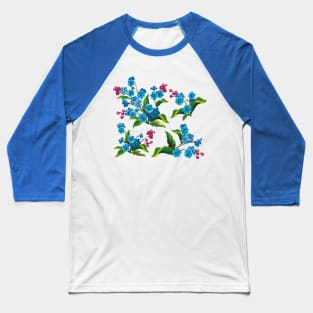 Blue Flowers Baseball T-Shirt